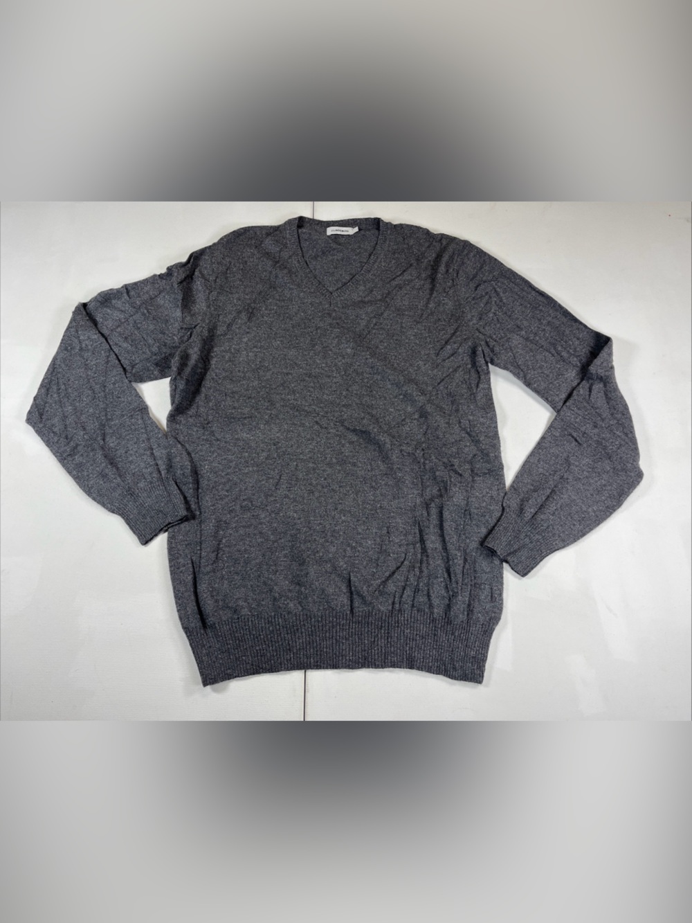 J.Lindeberg Merino Cashmere V-Neck Sweater Charcoal Grey Made in Italy Men’s L